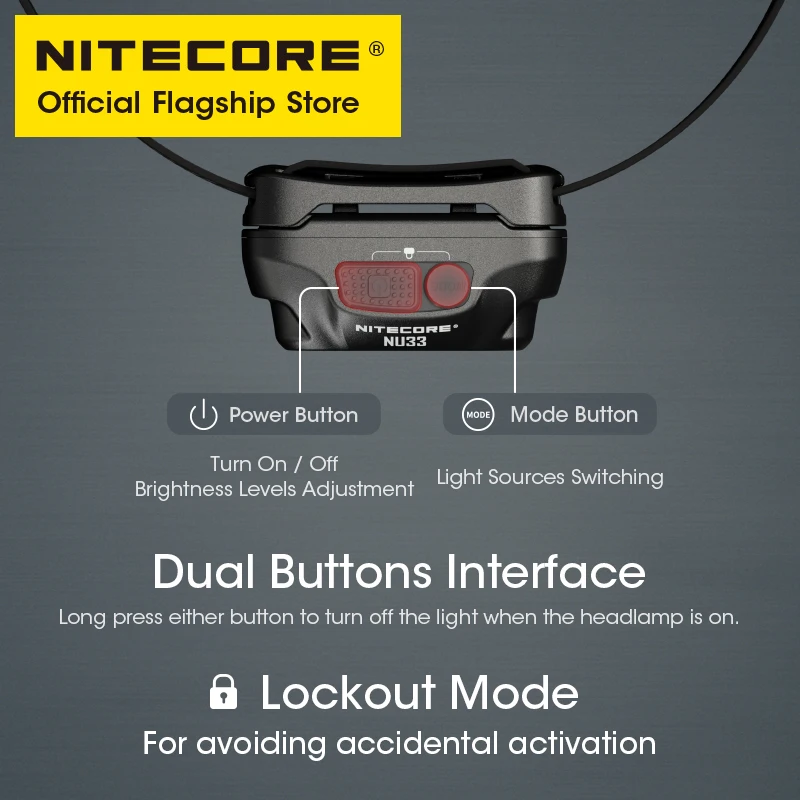 NITECORE NU33 USB-C 충전식 헤드램프, LED 트리플 출력 700 루멘, 2000mAh 배터리 내장, 캠핑 작업 조명 낚시용