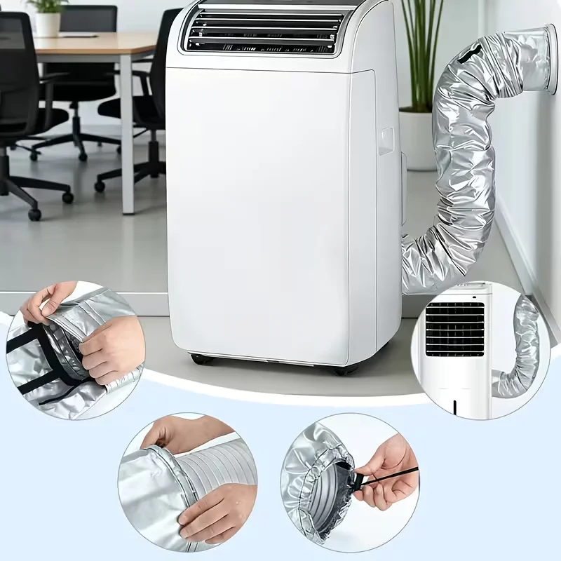 Insulated Portable Air Conditioning Hose Exhaust Pipe Insulation Sleeve with Adjustable Fastening and Ventilation Pipe Protector