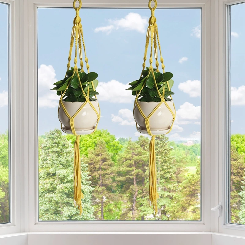 

Hanging Planters Handmade Cotton Rope Hanging Baskets Flower Pot Holder Plant Hanger For Indoor Outdoor Home Decor