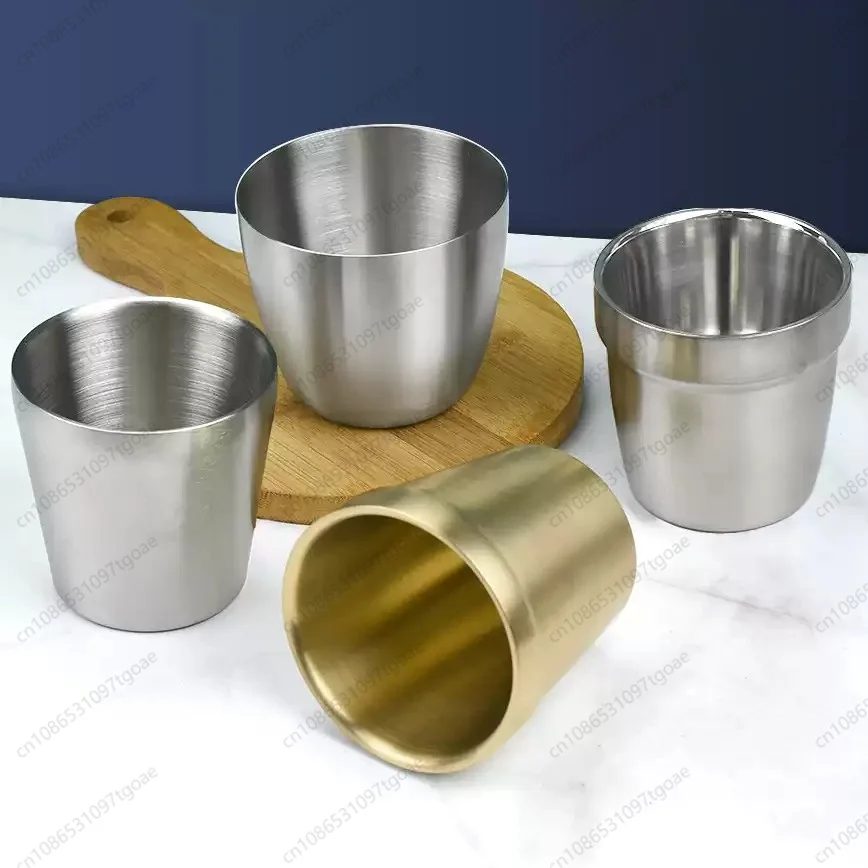 Stainless Steel Taper Drinking Cup 7.3×7.4cm Thick Matte Brushed No Step Inner Wall Multi Purpose Beer Tea Juice