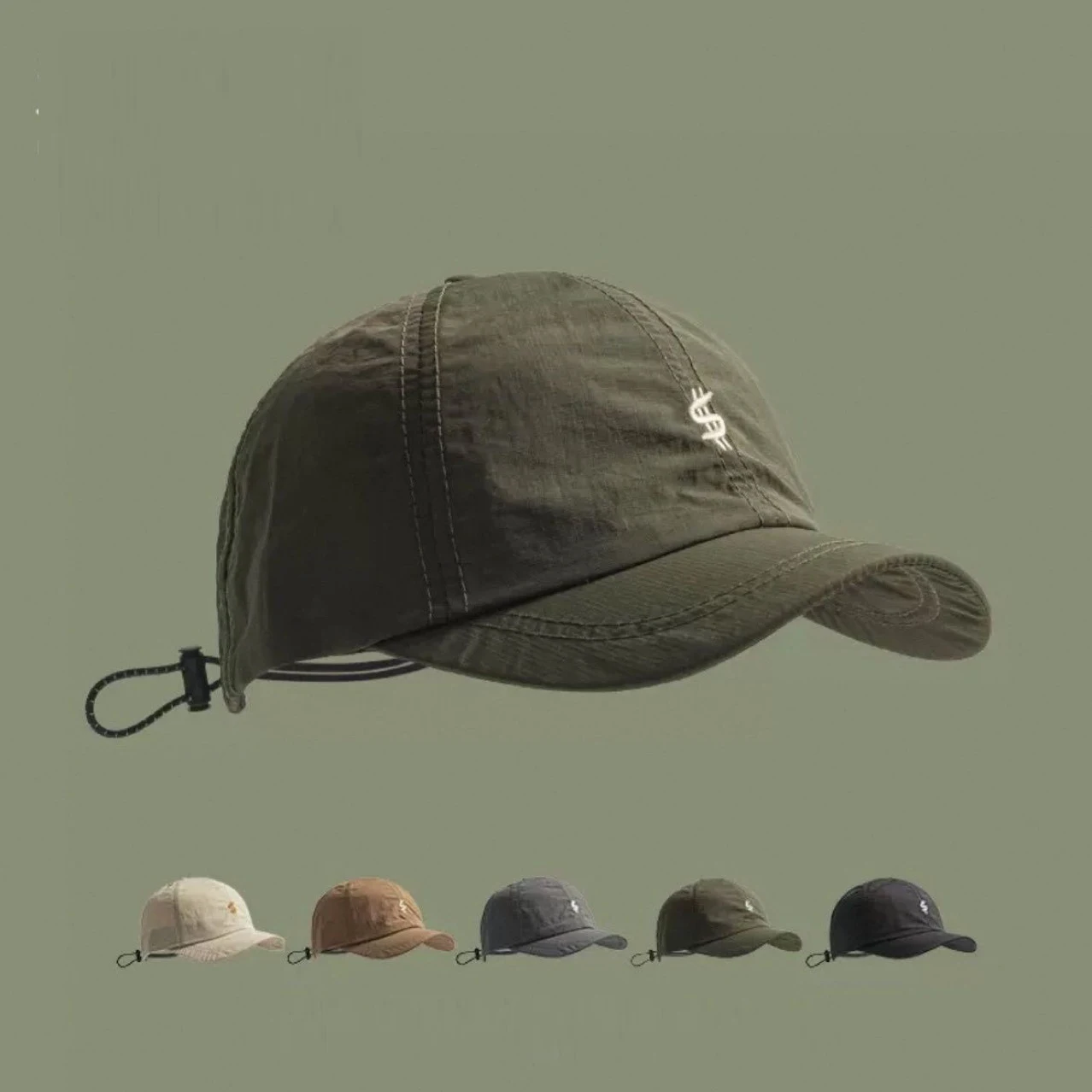 Modische Pendler-Kappe Einfarbig Schnelltrocknend Wasserdicht Buchstaben-Bestickt Verstellbare Outdoor Freizeit Sport Baseballmütze – Detail 1