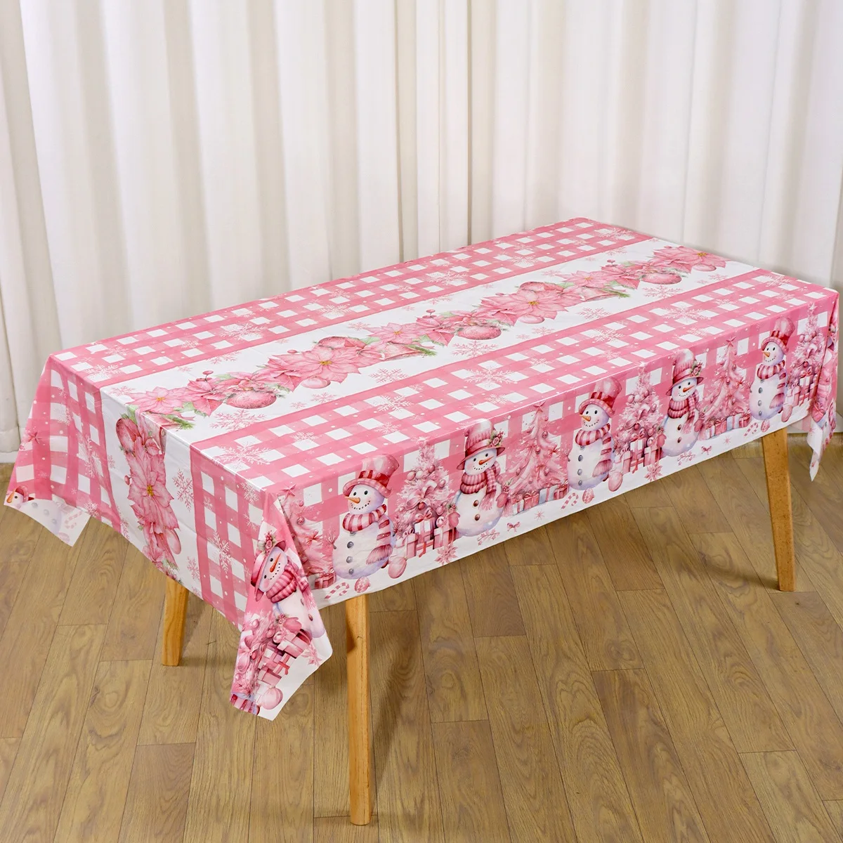 الوردي عيد الميلاد البلاستيك مفرش المائدة عيد الميلاد الديكور للمنزل 2025 عيد الميلاد غطاء الطاولة ديكور نافيداد نويل هدية السنة الجديدة 2026