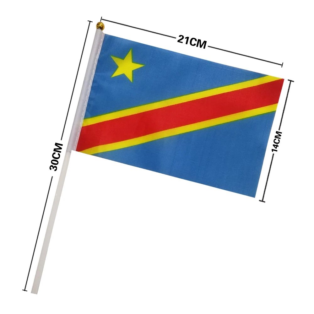 EOODLOVE 10/20/50 pieces 14 * 21cm Congo hand-held plastic stick flag outdoor celebration event Congo small flag