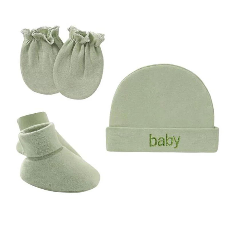 3Pcs New Newborn Baby Hat+Gloves+Socks Set