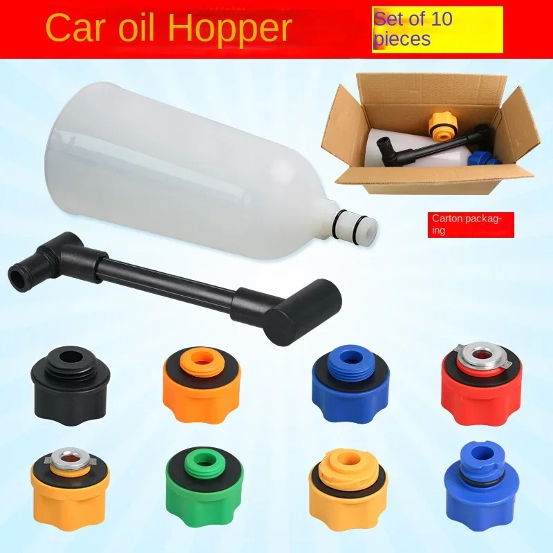 8Pcs/Set Universal Car Engine Oil Filter Funnel Adaptor Opening Filling Filler Set Tool Swivel Offset Car Accessories