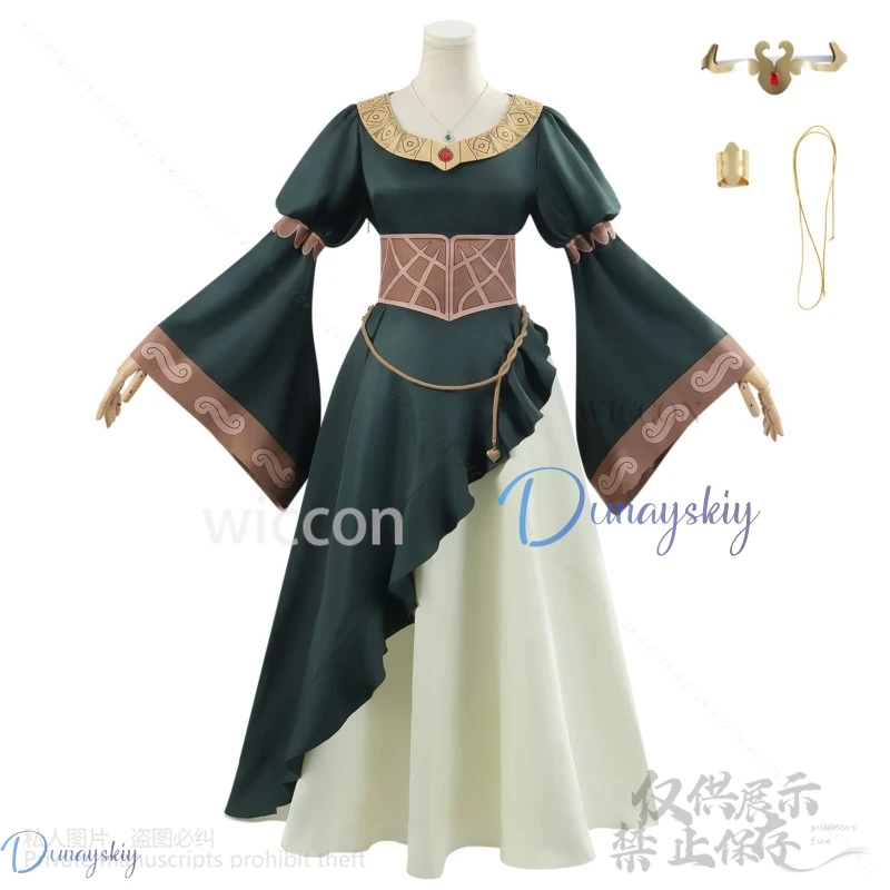 Costume de Cosplay du Film Anime Rohirrim, Robe Verte Hera, Perruques Rouges Lolita pour Femme, Bol, Halloween, Noël, Personnalisé