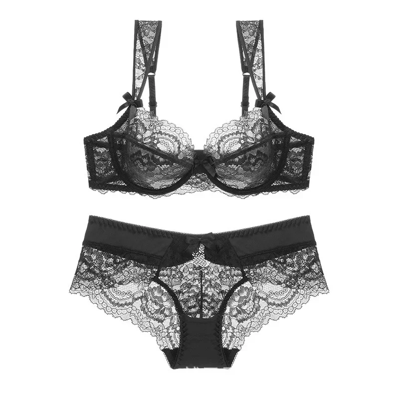 Ensemble de lingerie en dentelle pour femme, soutien-gorge et culotte, sous-vêtements fins et doux, soutien-gorge décontracté pour femme, maille transparente, ensembles brefs, nouveau