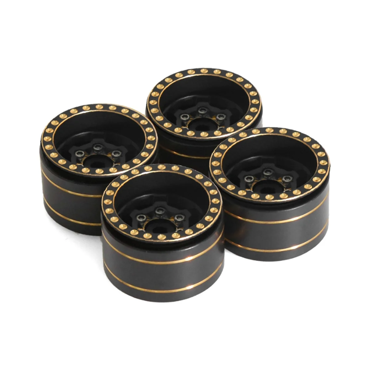 

4pcs 1.0 Plus Brass Beadlock Wheel Rims Wheels for 1/18 TRX4M SCX24 FCX24 RC Car Upgrade Parts