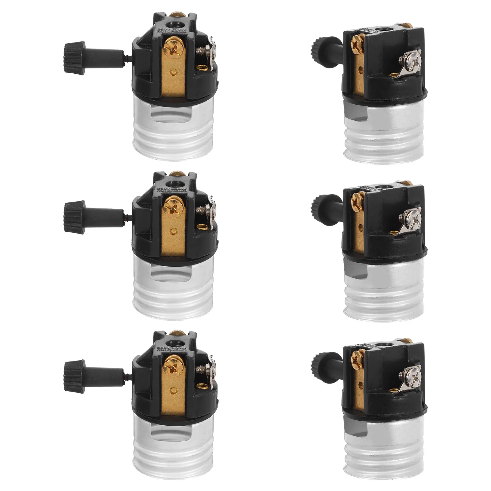 6pcs E26 Light Lamp Holder Aluminum Bulb Socket Replacement On Off Switch Knob Lamp Repair Parts For Table Floor Ceiling Light