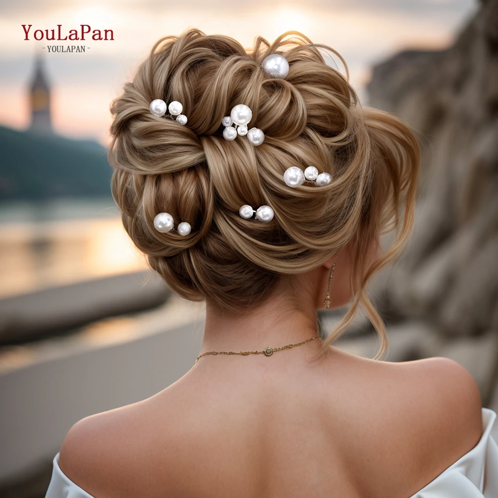 YoulaPan-U-Shaped Pin para mulheres, grampos de cabelo, cor branca, pérola, nupcial Tiara, acessórios para cabelo, casamento, penteado Design, ornamentos, HP733