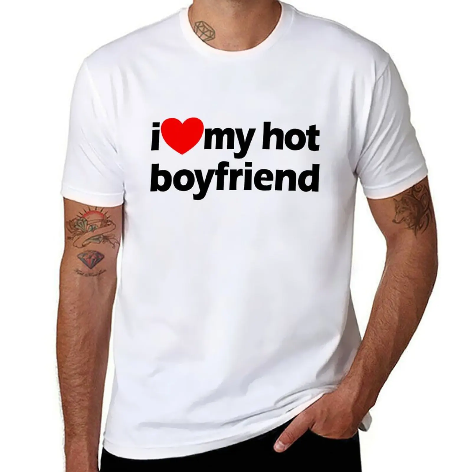 

T-Shirt Red shirt Love My Boyfriend cotton My Hot I 100% Hot man I t Boyfriend shirts Gear Love t pack Heart cotton