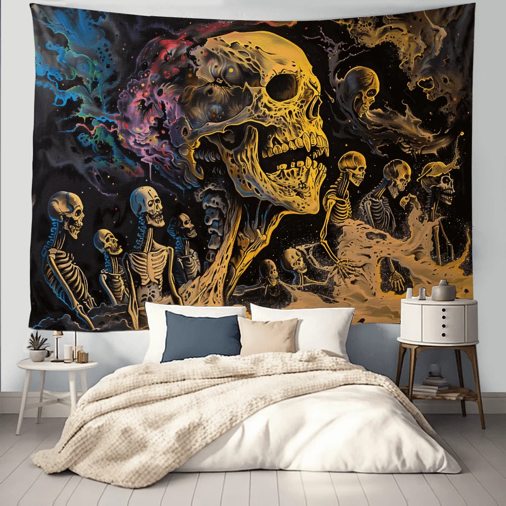 Ghost Skull Legion Tapestry - Retro Gothic Wall Art for Home and Bedroom Decor