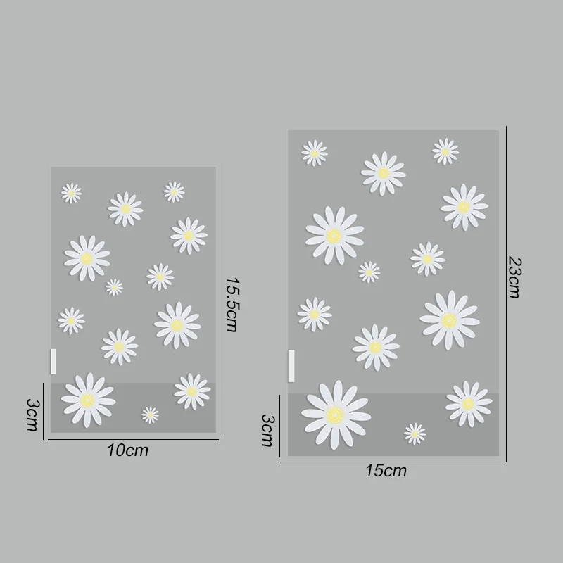 100/50PCS Daisy Candy Cookies Plastic Bags Transparent Baking Biscuits Gifts Packaging Bag For Wedding Birthday Party Decoration