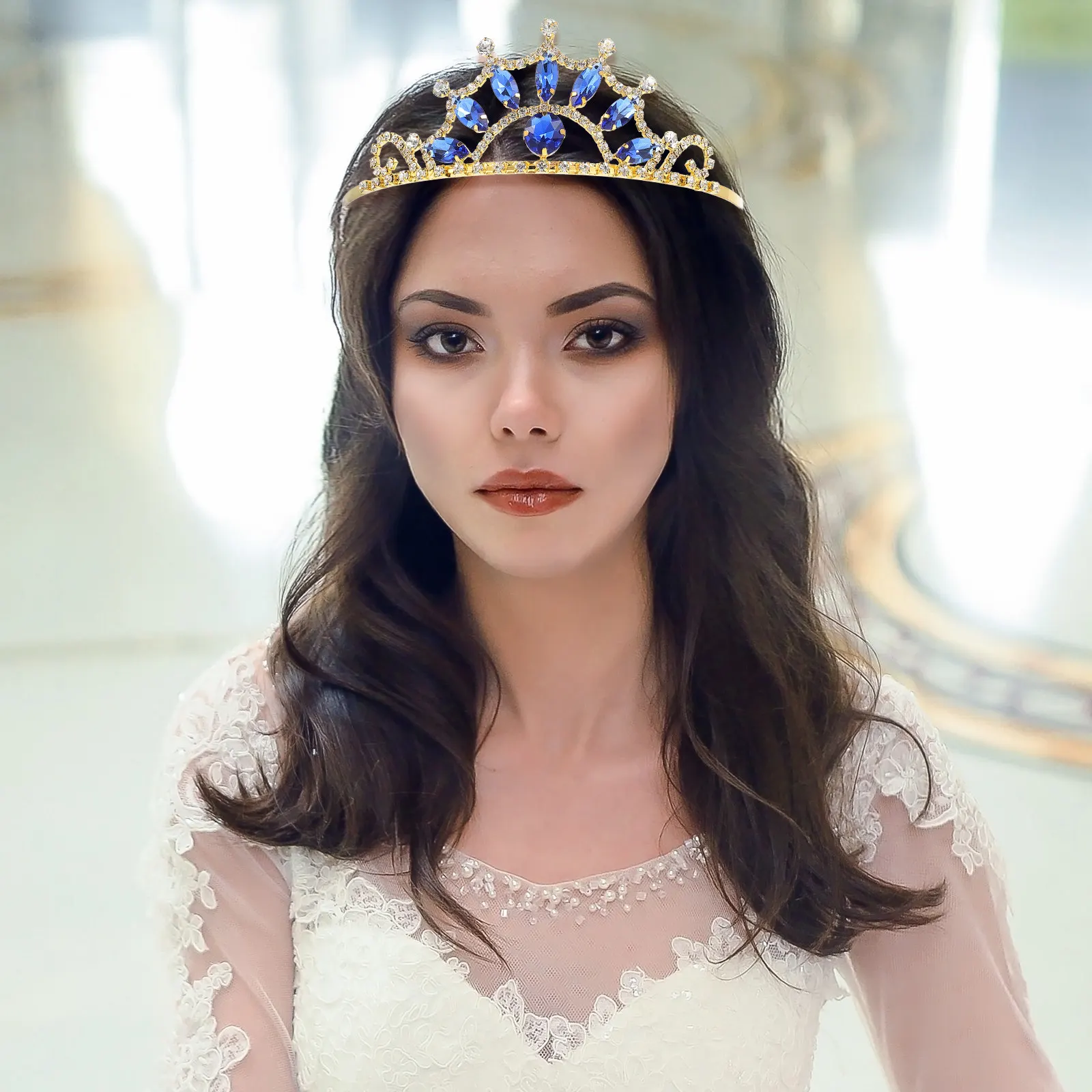 

Rhinestone Tiara Crown for Women Girls Wedding Bride Bridal Party Birthday Ceremony Photography Show Banquet Elegant Decorative