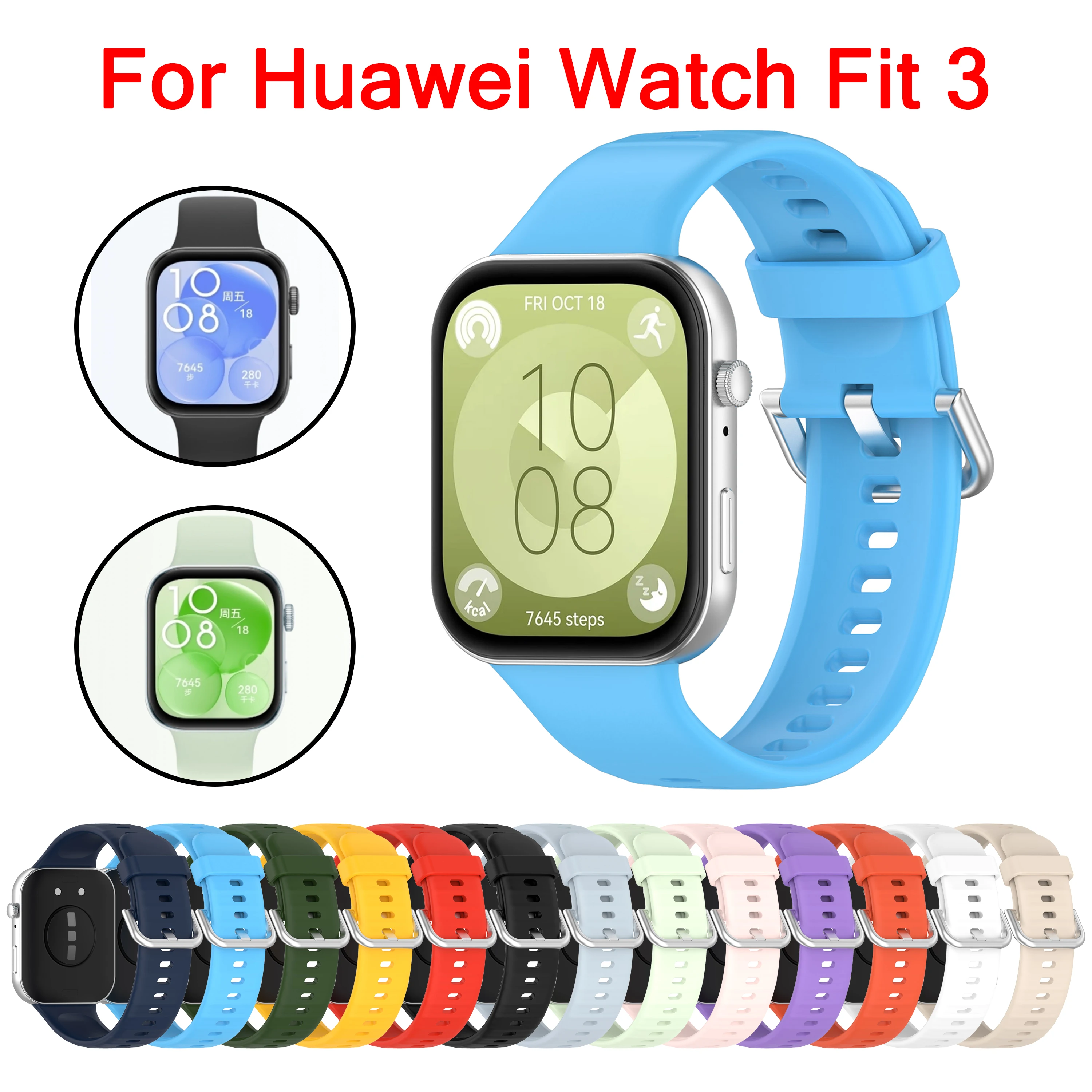 New Silicone Strap For Huawei Watch Fit 3 Smart Watch Sport WristBand Replacement Bracelet Accessories For HUAWEI WATCH FIT 3