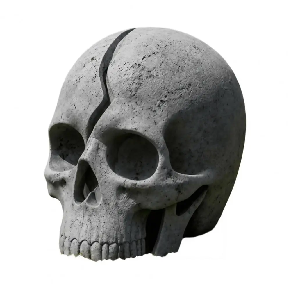 Eco Flower Bed Lights Cracked Skull Solar Garden Light Waterproof Halloween Pathway Lamp Outdoor Resin Yard Decor Auto for Patio