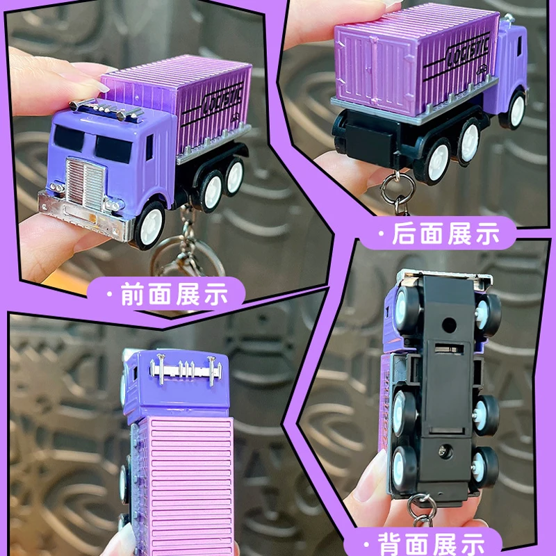 Creative Pull-Back Roller Transport Vehicle Cargo Cart Keychain Charm Fun Earth-moving Vehicle Bag Pendant Stress-relief Keyring