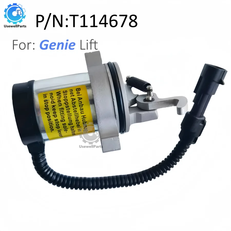 UsewellParts T114678 T114678GT 12V Fuel Shutoff Solenoid Valve For Genie Lift GS-3384 GS-3390 GS-4390 GS-5390 S-60 S-65