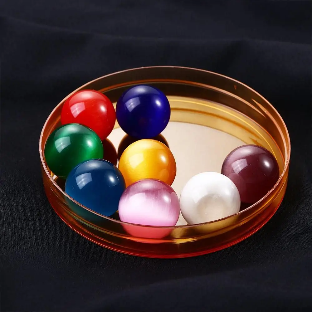 Marble Games Colorful Crystal Round Ball Healing Ornament Colorful Cat Eye Sphere Cat's Eye Stone Glass Marbles Glass Ball Toys