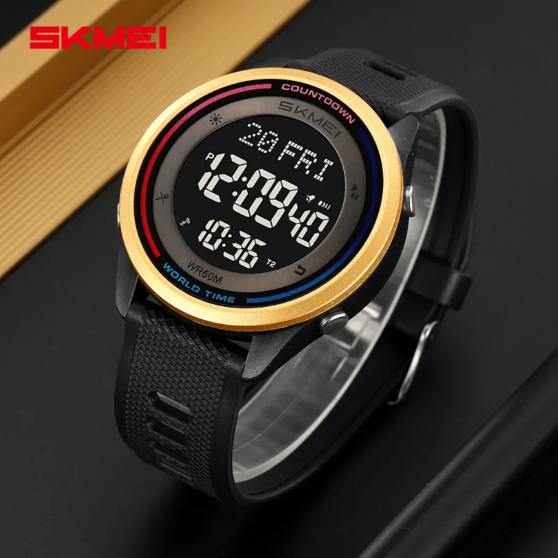 SKMEI Fashion Military Digital Wristwatches For Men Women Outdoor Waterproof World Time Clock Watches Sports Watch Reloj Hombre