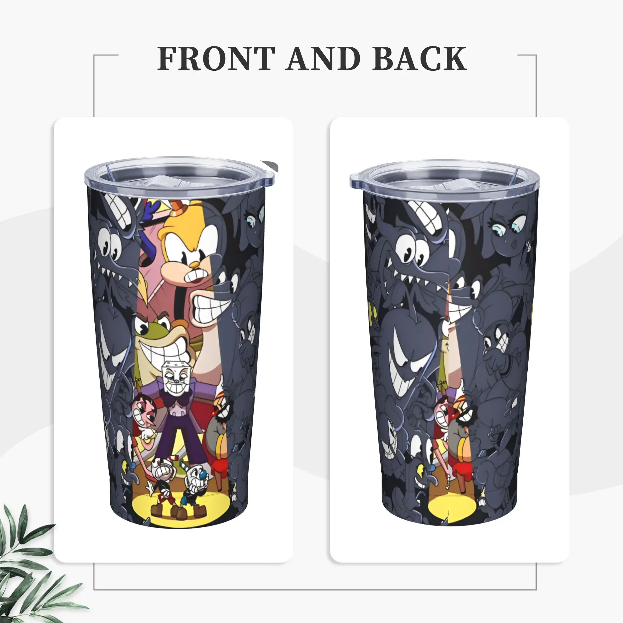 Cuphead Video Game Art Tumbler Vacuum Insulated  Coffee Cups Stainless Steel Double Wall Mugs Hot Cold Drink, 20oz