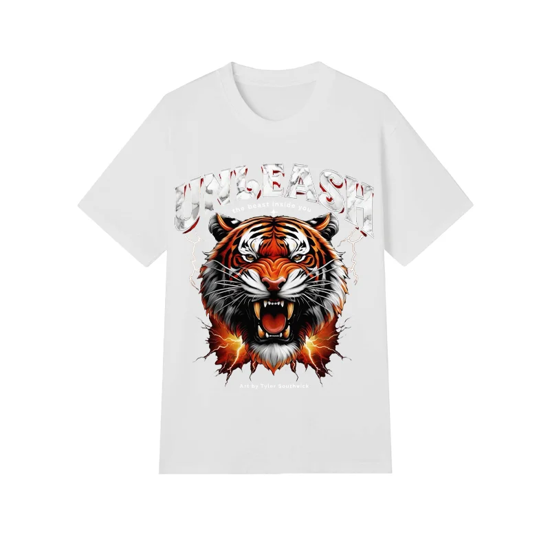 Neutral Style Men Casual Tee 230g Premium Cotton Printed Tops Non Fading Soft Simple Basic Male Clothing Plus Size M-4XL 1PC