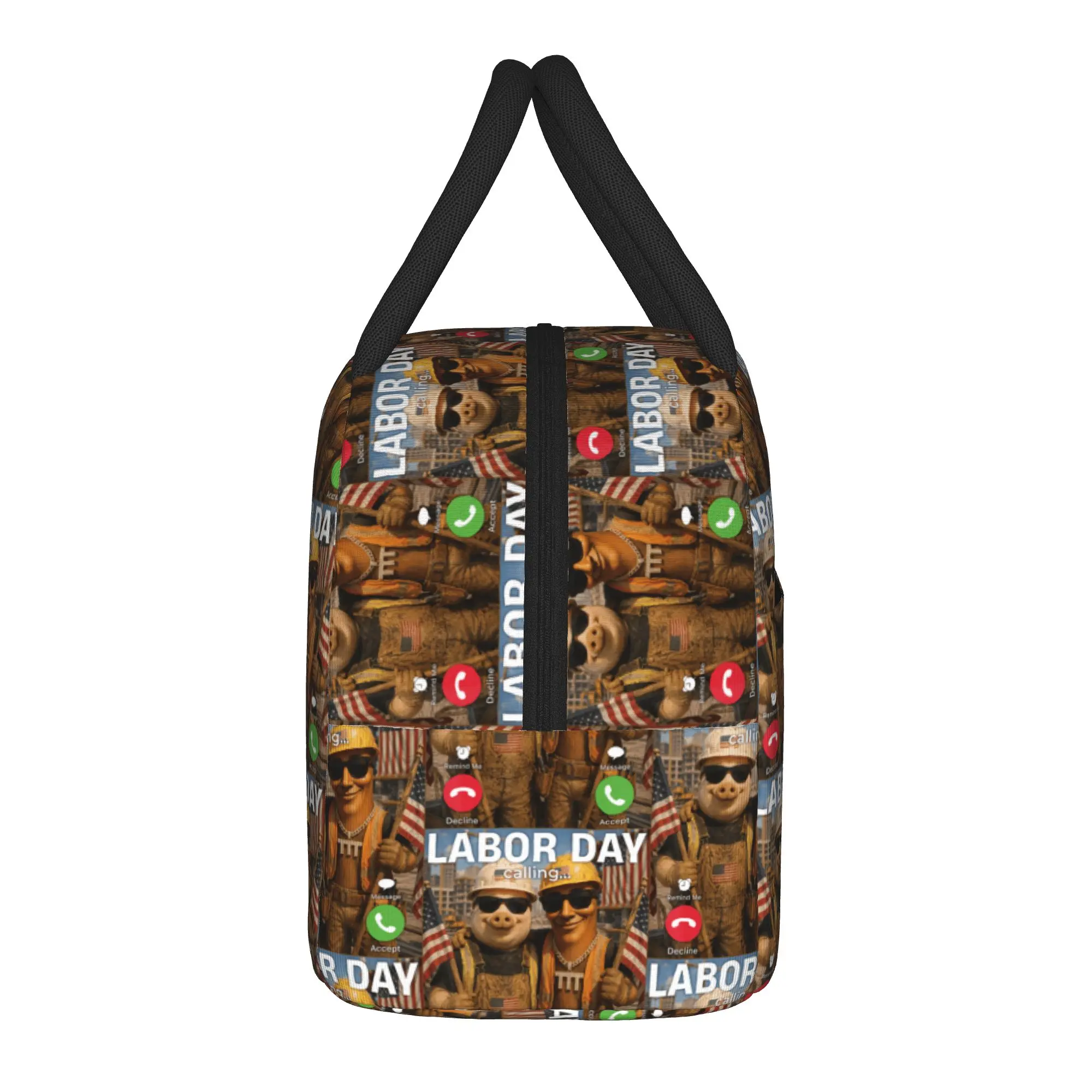 John Pork Tung Sahur Bro Proud Construction Worker Labor Day Lunch Bag  Outdoor Picnic Lunch Box For Adult Fashion Tote Handbags