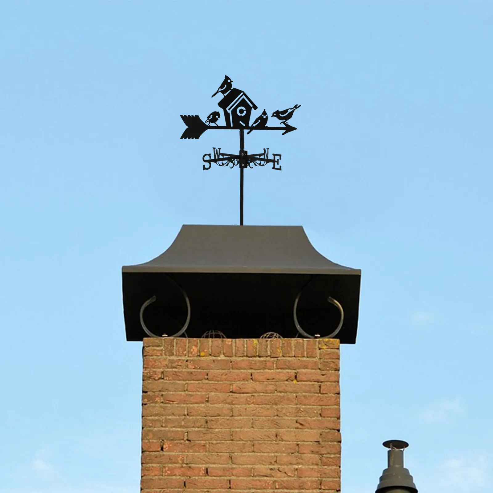 Outdoor Metal Birdhouse Weathervane Iron Wind Direction Indicator Decorative Garden Yard Roof Weather Vane Measurement Tool view 5