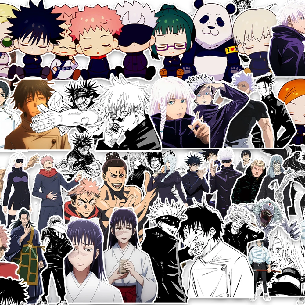 

50PCS Anime Jujutsu Kaisen Sticker Decoration PVC Gojo Satoru Geto Suguru Itadori Yuji Suitcase Water Cup Stickers DIY Gift