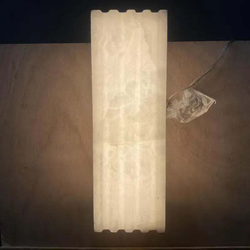 Modern Recessed LED Wall Lamp Natural Agate Stone Copper Vertical Texture High End Lighting for Bedroom Living Room Decor