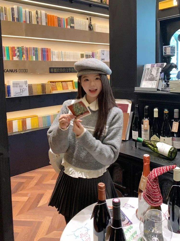 

Rose Sweetn Winter Design Embroidered Fine Woolen Sweater Soft Medium Polyester Fiber Blend Casual Sle Long Sve