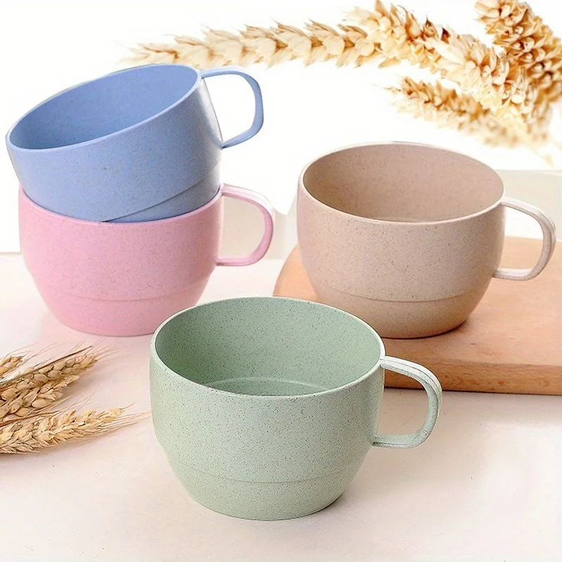 4pcs/set, Multi-functional Minimalist Coffee Drink Cup, Portable Colorful Cup, Simple Large Drink Cup