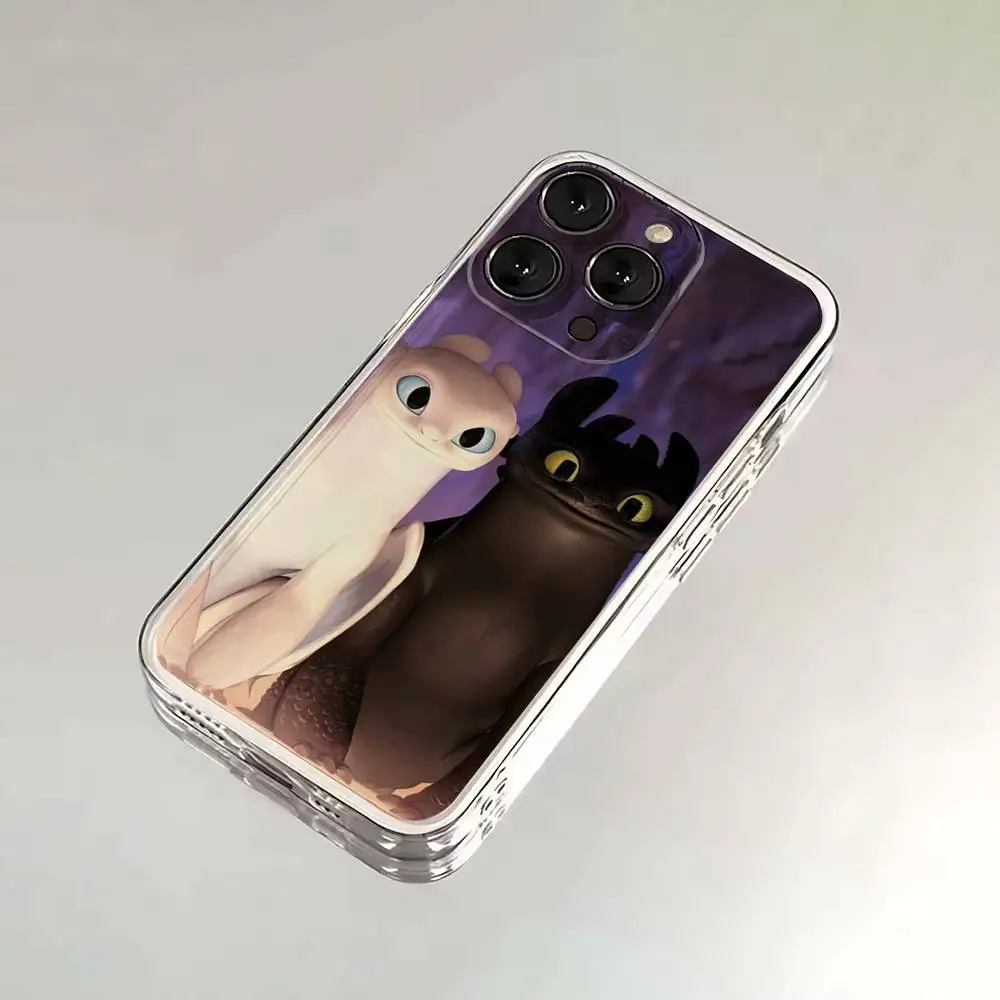 Capa de telefone dragão t-dentado dos desenhos animados para iphone 16,15,14,13,12,11,17 pro, max, plus, x,xs, xr, se, mini capa macia transparente