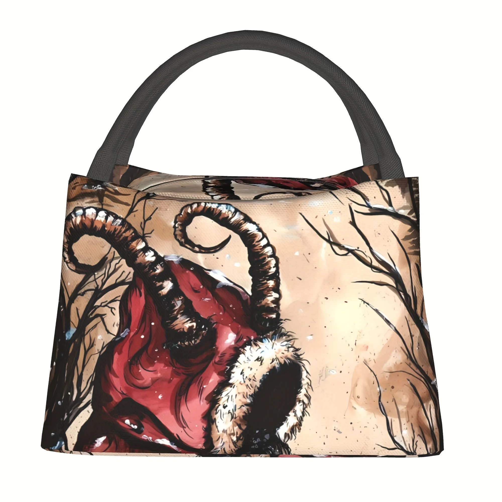 1pc Christmas Devil Pattern Christmas Gift, Portable Reusable Cooler Bag, Cooler Bag, Insulated Lunch Bag for Camping Picnic