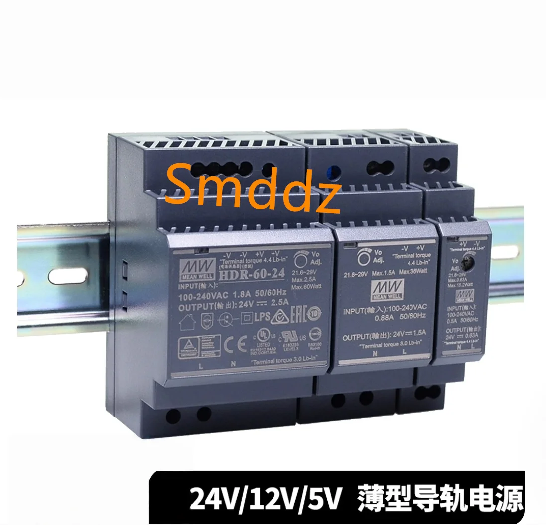 

1 шт., рельсовый трансформатор HDR, HDR-15-24 HDR-30-24 HDR-60-24 HDR-15-12 HDR-30-12 HDR-60-12