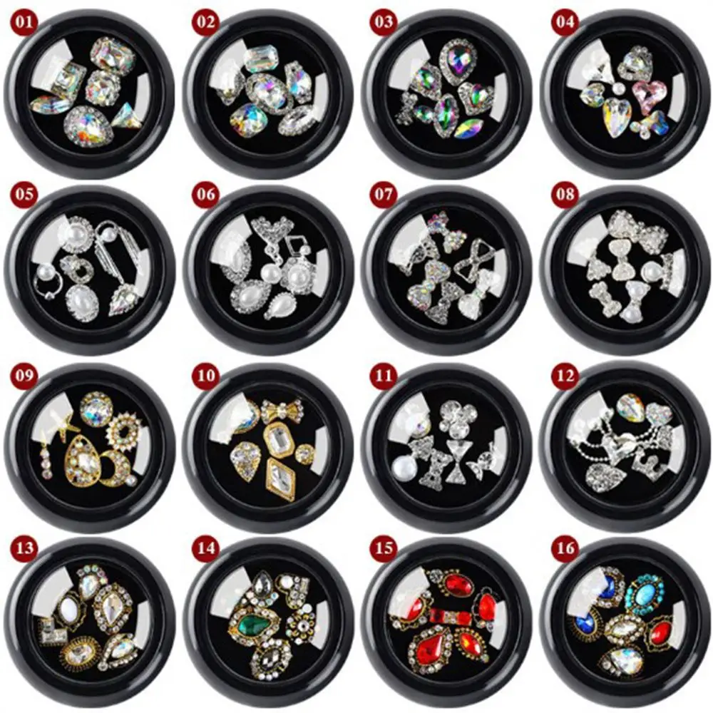 Wasser tropfen Tipps Bogen bunte Legierung Maniküre Steine achteckigen 3D-Charme Strass Schmuck Nagel Strass Nail Art Kristall