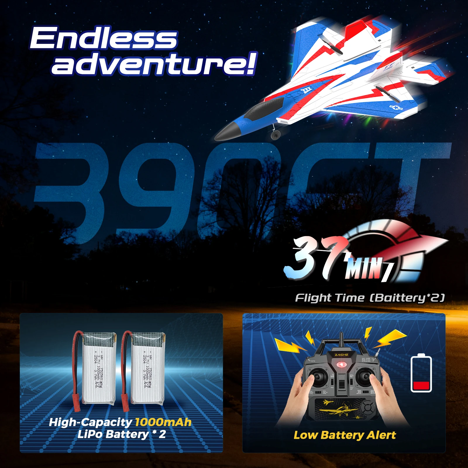 طائرة F22 تعمل بالتحكم عن بعد 4 قنوات مع أضواء، طائرة RC مقاتلة 2.4G مع 3 أوضاع طيران للمبتدئين - RTF #3