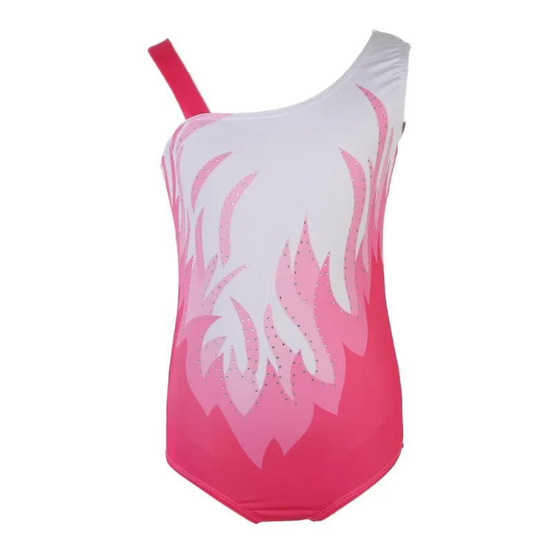 Fashion Ballet Leotards For Kids Fire Printed Sleeveless Athletic Gymnastics Bodysuits Dance Wear Kid's Stage Costumes