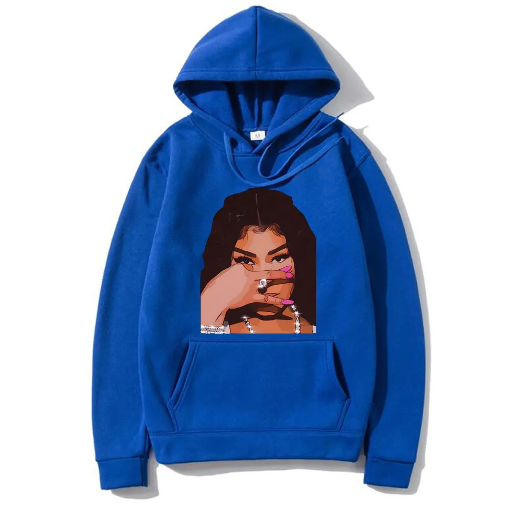 Rapper Nicki Minaj Face Graphic Print Hoodie Men Women Hip Hop Fashion Oversized Sweatshirt Unisex Fleece Cotton Y2k Streetwear