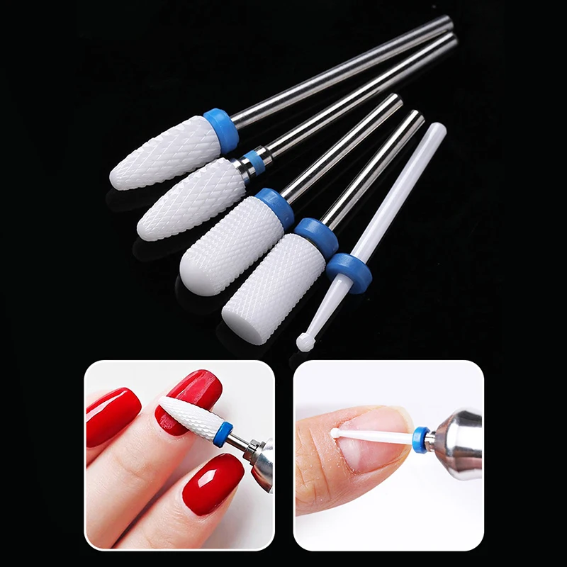 5PCS/Set Ceramic Nail Drill Bits For Electric Drill Manicure Pedicure Tools Nail Polishing Machine Accessories Equipment