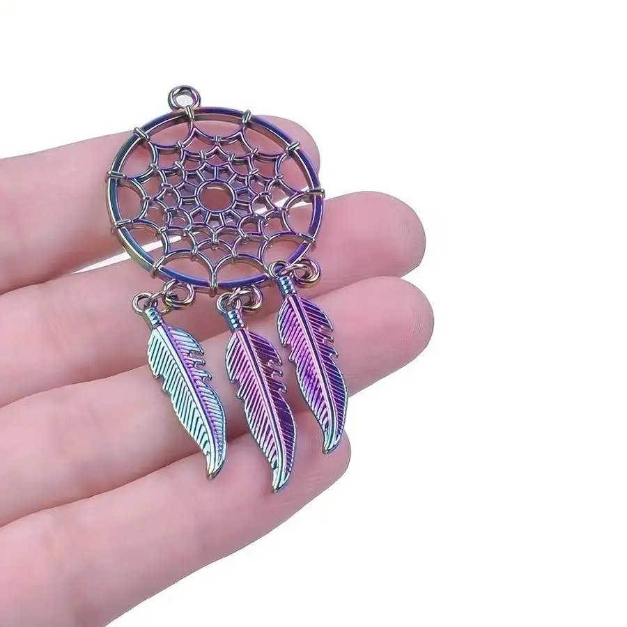 1/5/10/20/50/100pcs Dreamcatcher Charm Pendant Multicolor Metal Jewelry DIY Accessories Feather Wing Hanging Charms for Necklace