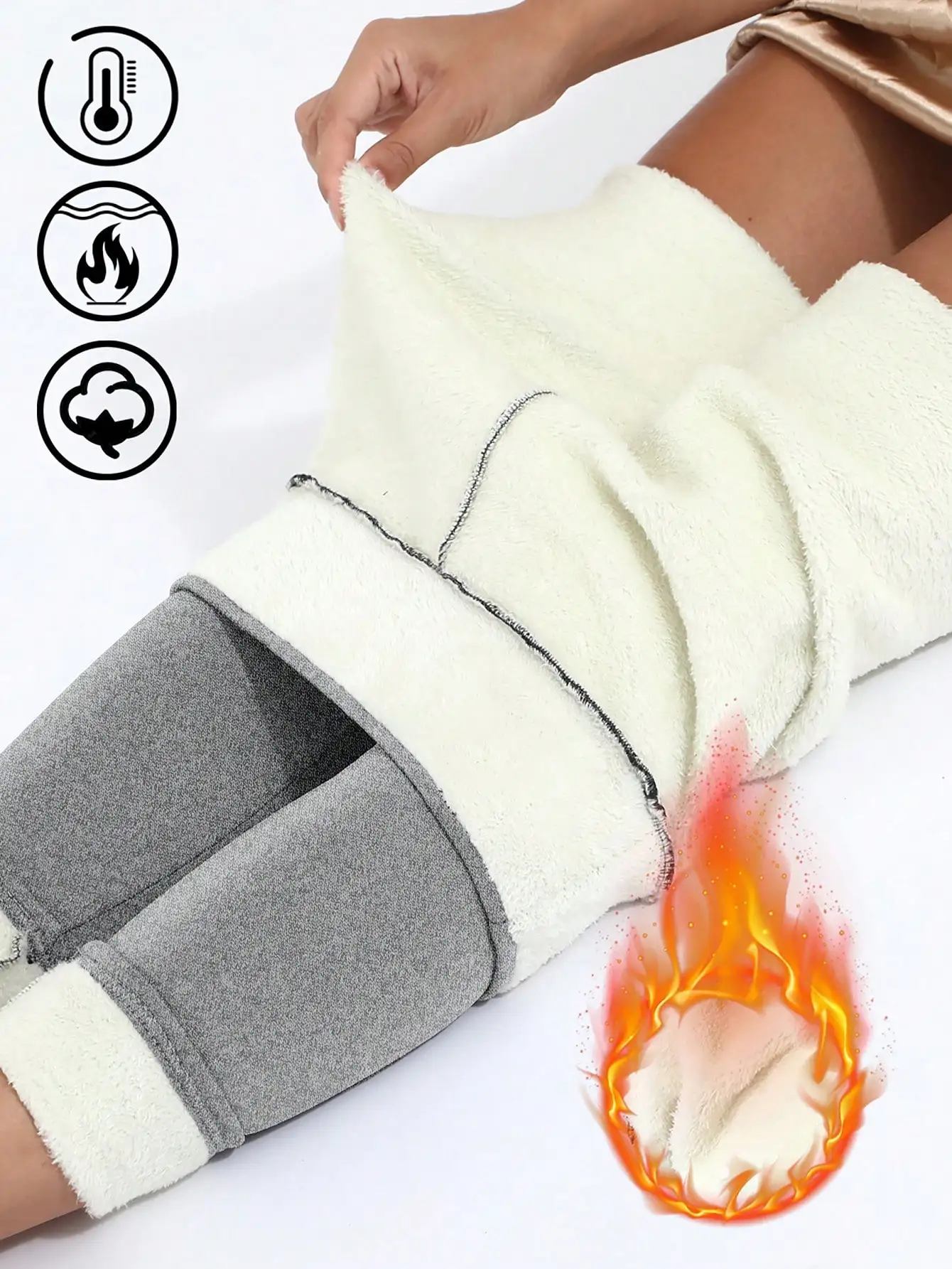 Winter Fleece Leggings High Waisted Warm Pants Women High Waist Warm Cold Resistant Outside Leggings