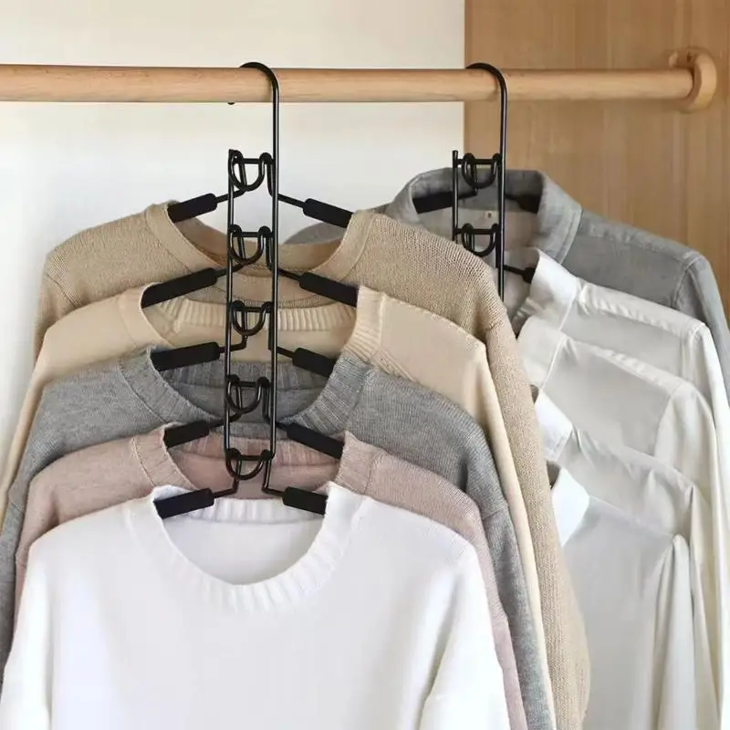 1pc Heavy-Duty Space-Saving Clothes Hanger - Multi-Layer Metal Garment Organizer With Non-Slip Foam Pads, Sturdy Closet Hanger
