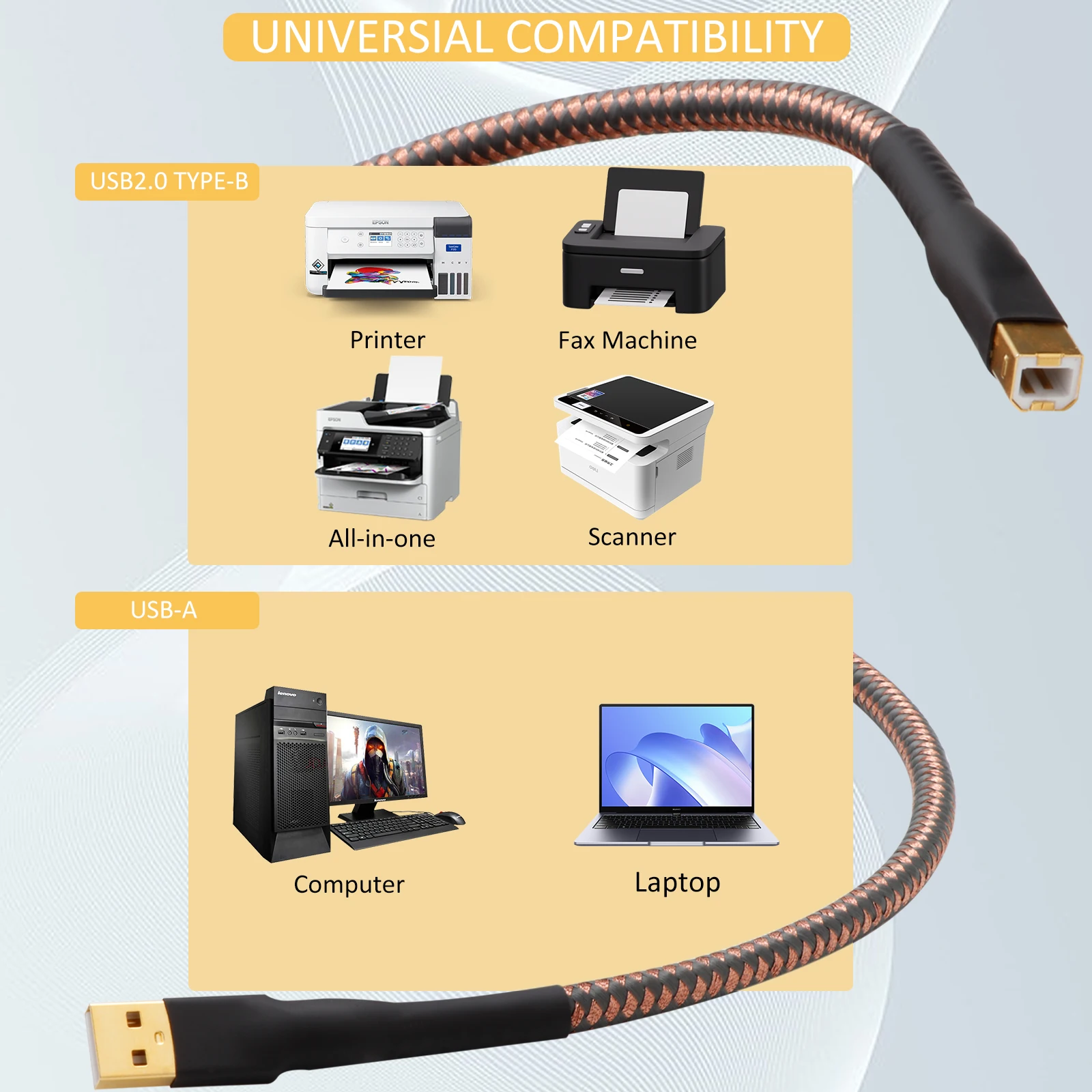 สายสัญญาณเสียง USB พร้อมแผ่นทองปลั๊กอะแดปเตอร์แปลงสัญญาณเสียงจาก OFC สายเคเบิลข้อมูลทองแดงใหม่