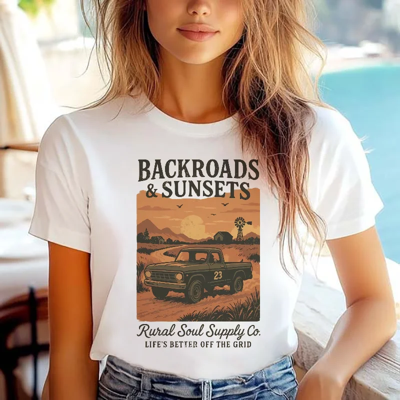 

Женская футболка с принтом «Назад и закаты», модная повседневная женская футболка с круглым вырезом и принтом, повседневный поп-топ с героями мультфильмов, белая футболка