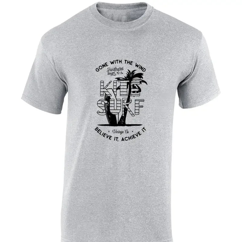 KITE SURF MENS T SHIRT SURFING DESIGN SURFBOARD SUMMER CASUAL HOLIDAY TOP