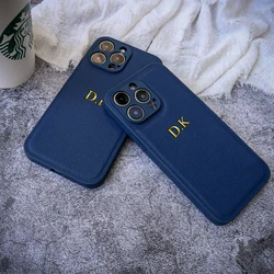 Customized Personalized Name Initials Case For iPhone 17 16 15 14 13 12 11 Pro Max 14 Plus 17 Air Luxury Korea Leather Cover