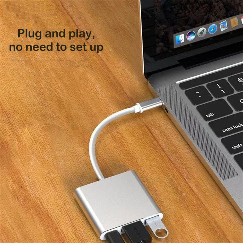 3 IN 1 USB C to HDMI-Compatible Adapter USB 3.1 Hub Type C Charging Converter for Samsung S23 Ultra Huawei Xiaomi Laptop Macbook