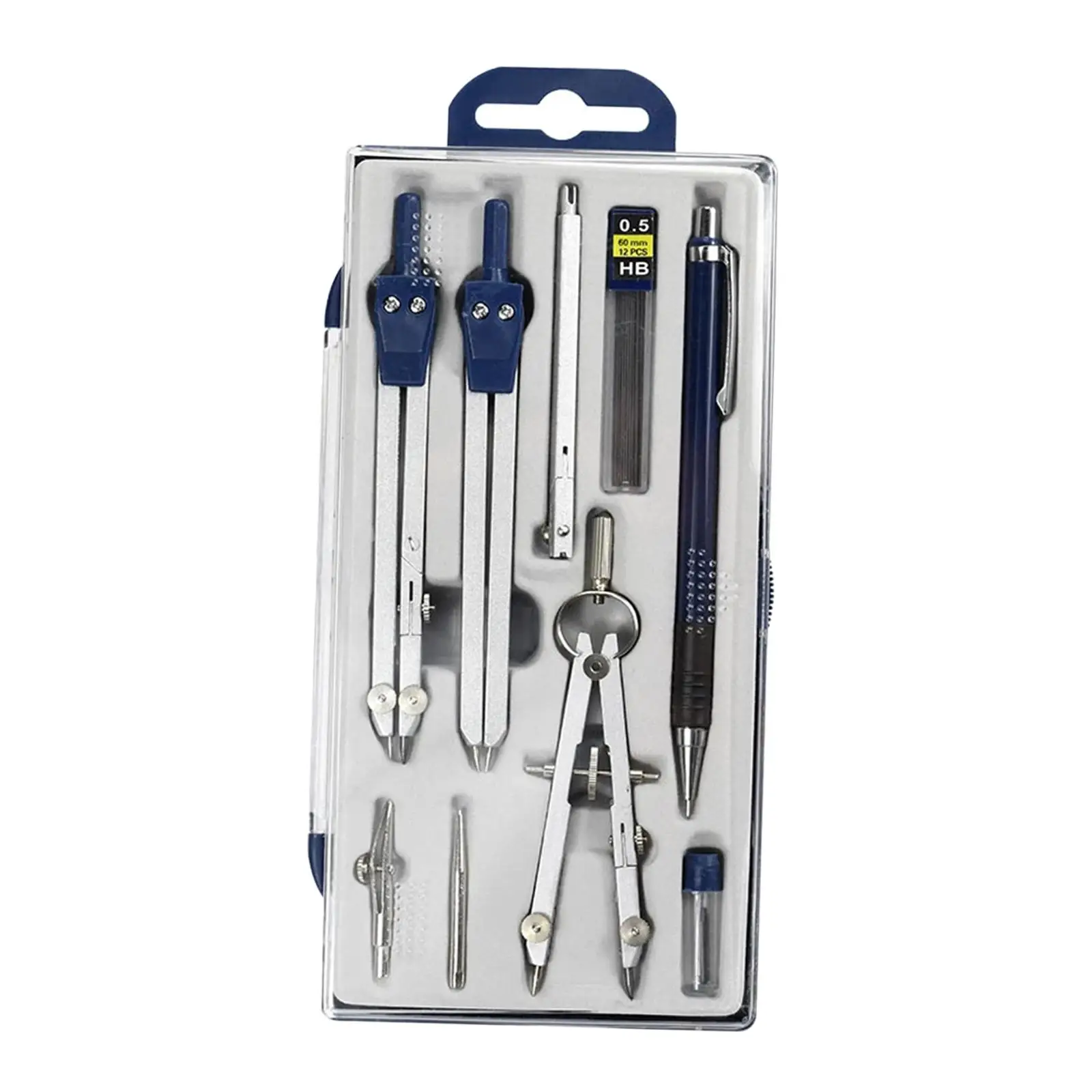 9 Pieces Math Geometry Sets with Storage Box,Includes Compass Replacement Pins, Pencil for Drafting and Drawings