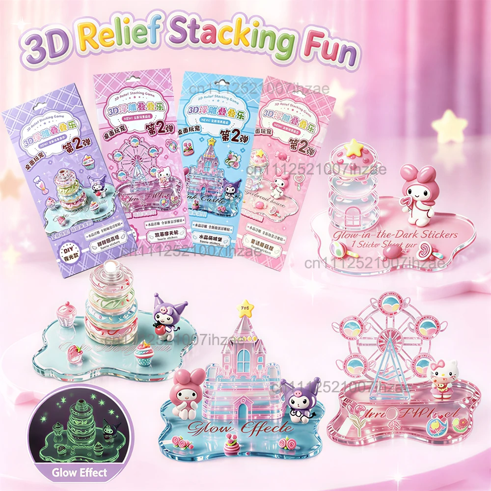 Funny 3D Stickers DIY Luminous Cartoon Stickers Stack Crystal Relief Effect Creative Toy Room Desktop Decoration Handmade Gifts